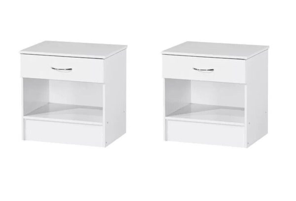 2x White Gloss Bedside Chest Cabinets Gloss drawer fronts white frame - Image 4