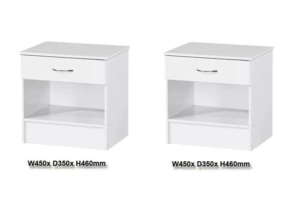 2x White Gloss Bedside Chest Cabinets Gloss drawer fronts white frame