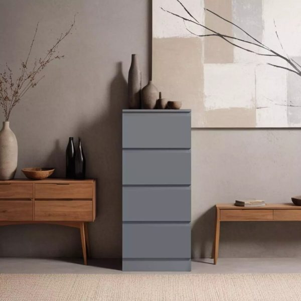 4 Drawer Chest Of Drawers Dark Grey Matt Bedside Scratch Resistant - Image 5