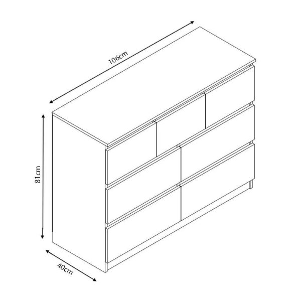 7 Drawer Chest in Matt Black Chest of Drawers Scratch Resistant - Image 3