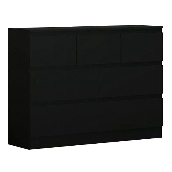 7 Drawer Chest in Matt Black Chest of Drawers Scratch Resistant