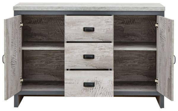 BOSTON 2 DOOR 3 DRAWER SIDEBOARD GREY loft studio apartment furniture - Image 4