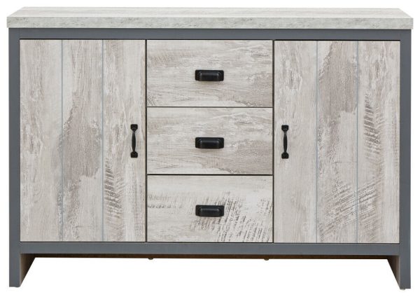 BOSTON 2 DOOR 3 DRAWER SIDEBOARD GREY loft studio apartment furniture