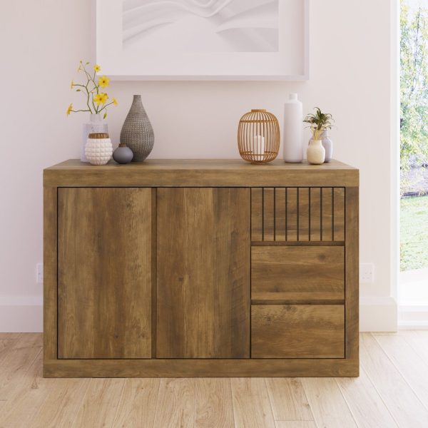 CARTMEL 2 DOOR 3 DRAWER SIDEBOARD SHELVES STORAGE CUPBOARD CABINET KNOTTY OAK