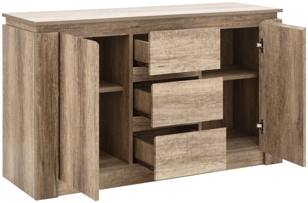 Canyon 2 Door 3 Drawer Sideboard Oak Veneer 3D finish for an individual look - Image 4