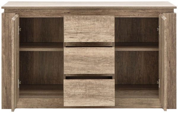 Canyon 2 Door 3 Drawer Sideboard Oak Veneer 3D finish for an individual look - Image 5