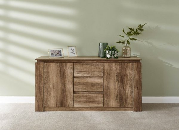 Canyon 2 Door 3 Drawer Sideboard Oak Veneer 3D finish for an individual look