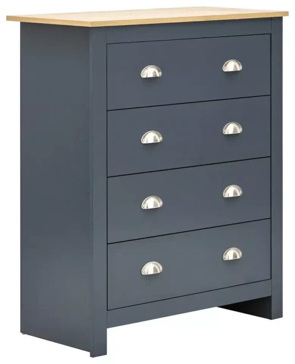 Country style 4 drawer chest - Lancaster Blue Bedroom Furniture