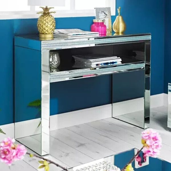 Elegant Mirrored Console Table Side Desk Hallway Living Bedroom COLLECT ONLY - Image 3