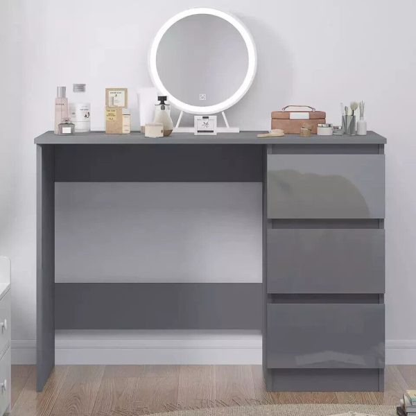 Grey Gloss 3 Drawers with Grey Matt Frame Dressing Table Home Office Desk - Image 3