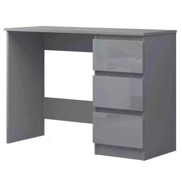 Grey Gloss 3 Drawers with Grey Matt Frame Dressing Table Home Office Desk - Image 4