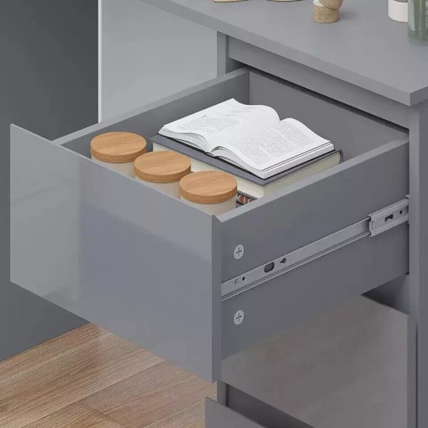 Grey Gloss 3 Drawers with Grey Matt Frame Dressing Table Home Office Desk - Image 5