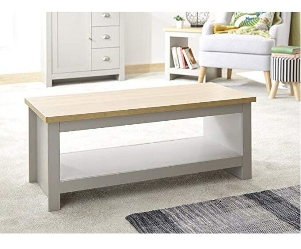 Grey and Oak Coffee Table with shelf Lancaster Range