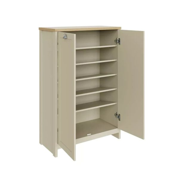 Lancaster 2 Door Shoe Cabinet Cream Shelving Hallway Entryway loads of storage