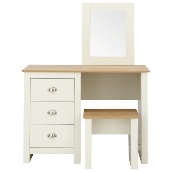 Lancaster Bedroom Furniture Dressing Table Mirror & Stool Set Dresser - Cream - Image 3