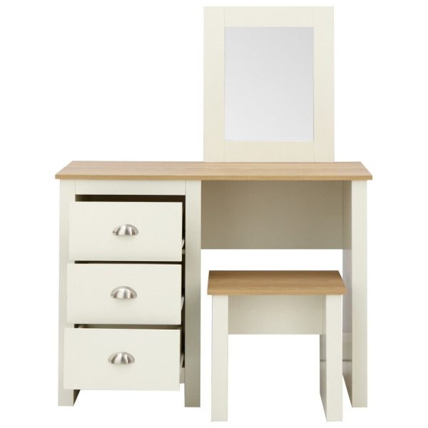 Lancaster Bedroom Furniture Dressing Table Mirror & Stool Set Dresser - Cream - Image 4