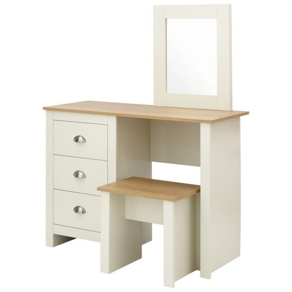 Lancaster Bedroom Furniture Dressing Table Mirror & Stool Set Dresser - Cream - Image 5