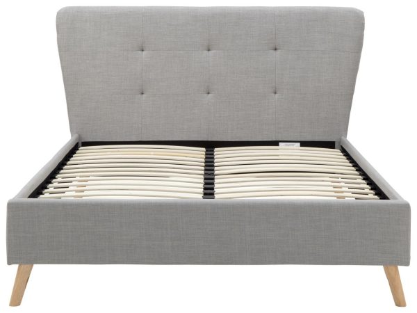 Light Grey Wing style 5ft King Size Fabric bed Stylish Retro design - Image 3