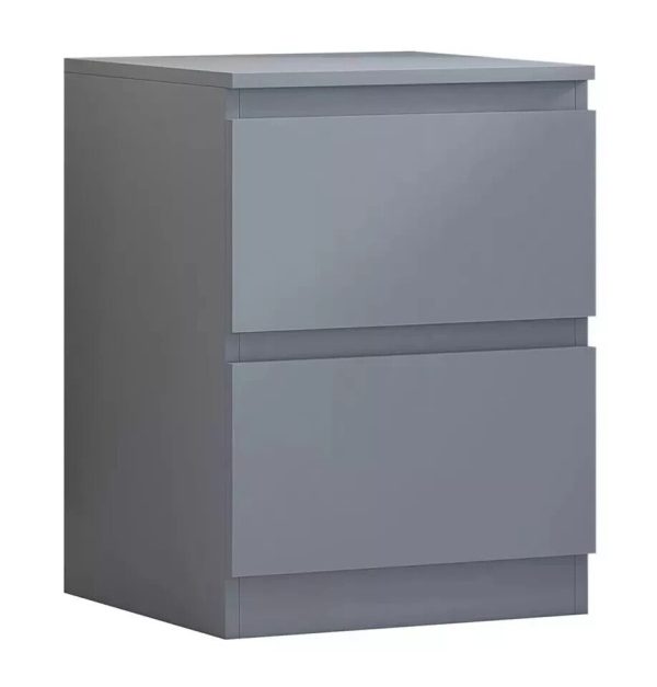 Matt Grey Bedside Lamp Table 2 Drawer Bedroom Furniture Cabinet - Image 3