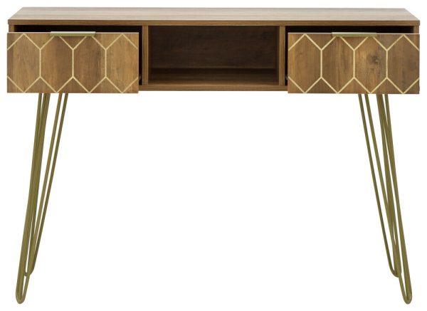 ORLEANS 2 DRAWER CONSOLE TABLE DESK MANGO GOLD - Image 3