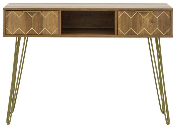 ORLEANS 2 DRAWER CONSOLE TABLE DESK MANGO GOLD