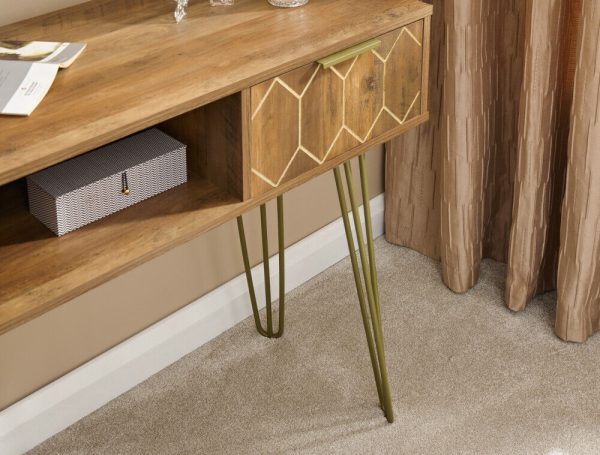 ORLEANS 2 DRAWER CONSOLE TABLE DESK MANGO GOLD - Image 10