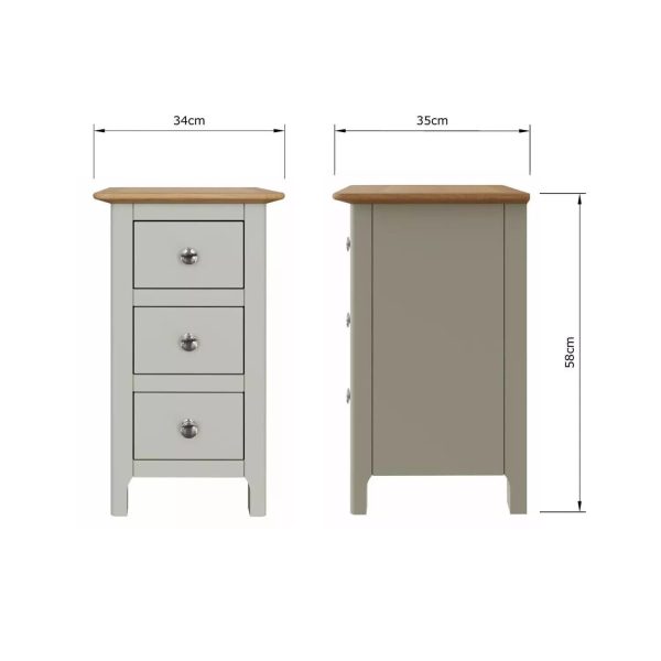 Sage Green Solid Oak 3 Drawer Slim Bedside Lamp Table Painted Finish ASSEMBLED - Image 5