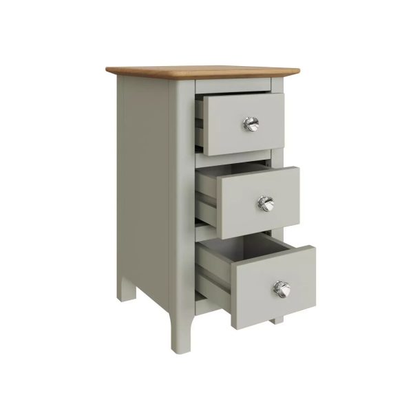 Sage Green Solid Oak 3 Drawer Slim Bedside Lamp Table Painted Finish ASSEMBLED - Image 6