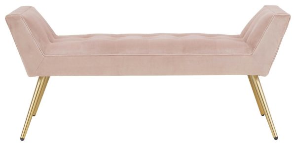 Turin Window Seat Blush Pink Styled Gold metal legs Quilted Buttons Fabric - Image 3