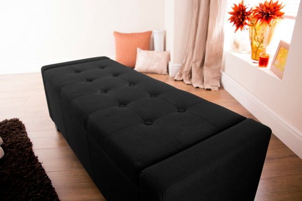 Verona Ottoman Seat Luxurious soft Black Faux Leather storage Bedding Box - Image 5