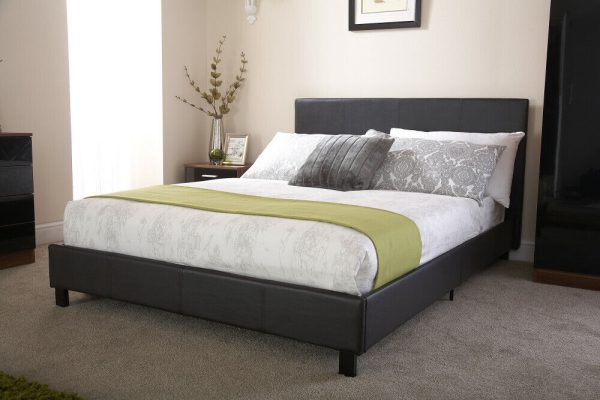 5ft King Size Faux Leather Bed in a Box Black - Image 3