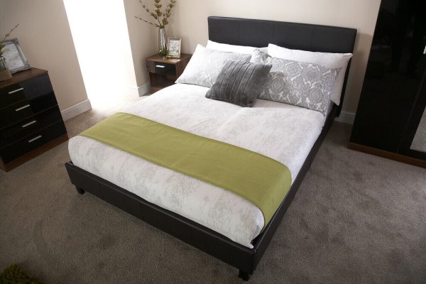 5ft King Size Faux Leather Bed in a Box Black - Image 4