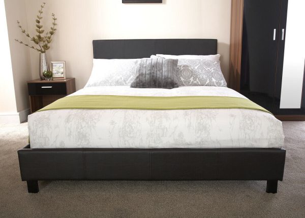 5ft King Size Faux Leather Bed in a Box Black - Image 5