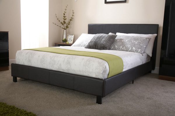 5ft King Size Faux Leather Bed in a Box Black - Image 6