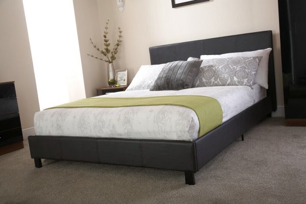 5ft King Size Faux Leather Bed in a Box Black - Image 7