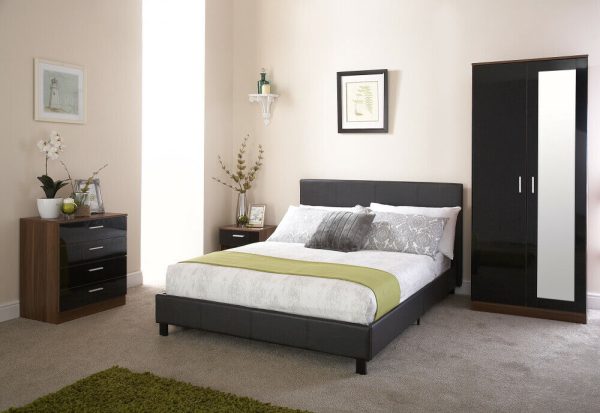 5ft King Size Faux Leather Bed in a Box Black