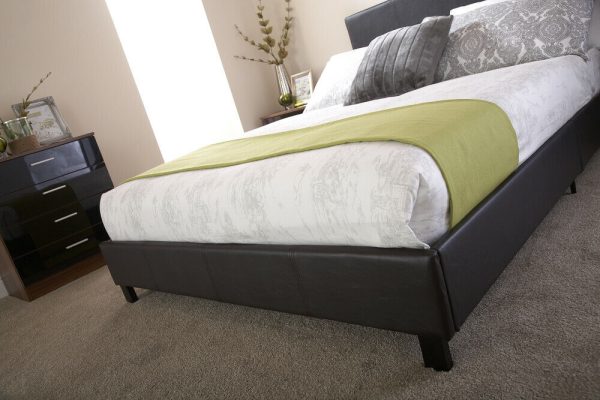 5ft King Size Faux Leather Bed in a Box Black - Image 8