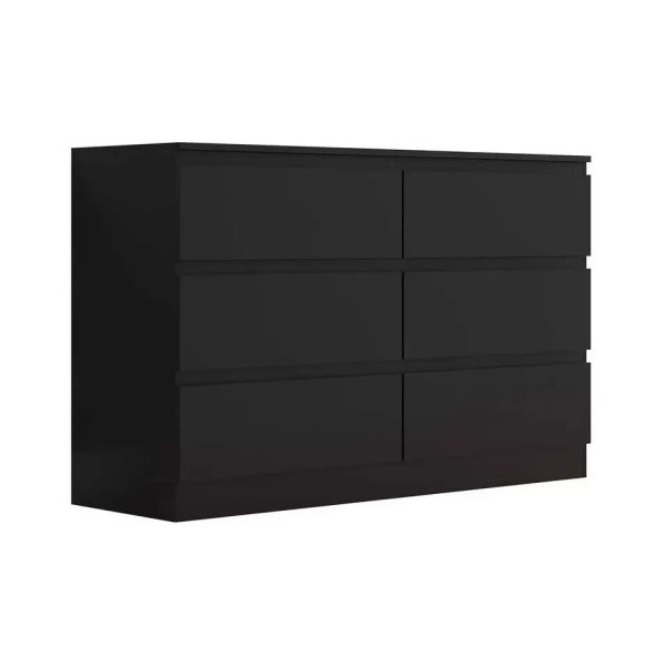 6 Drawer Chest Matt Black Scandinavian Style Modern Bedroom scratch resistant - Image 3