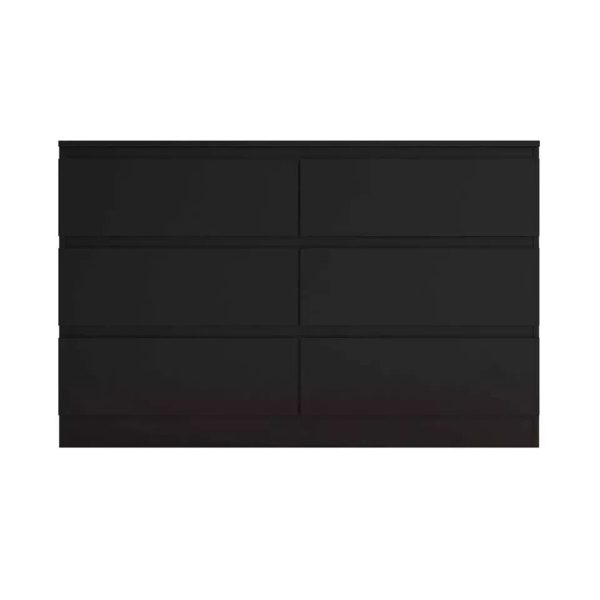 6 Drawer Chest Matt Black Scandinavian Style Modern Bedroom scratch resistant - Image 4