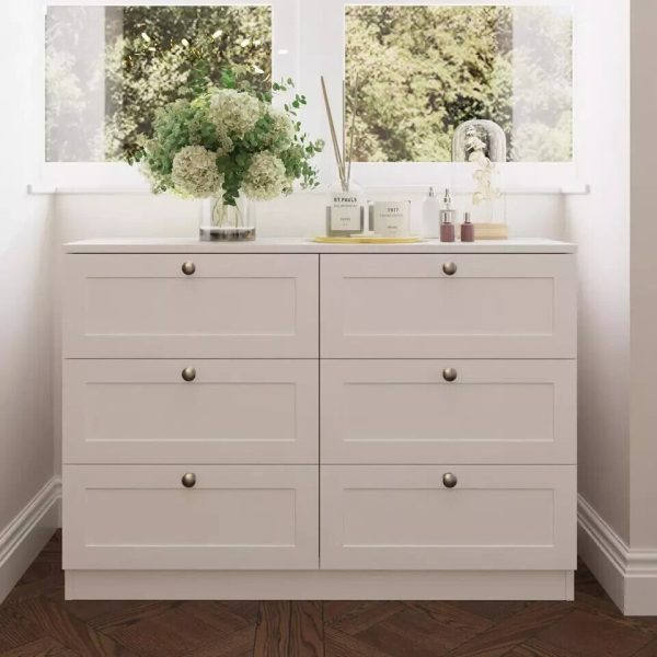 6 Drawer Chest Of Drawers Deep Design Modern Panelled Fronts Matt White