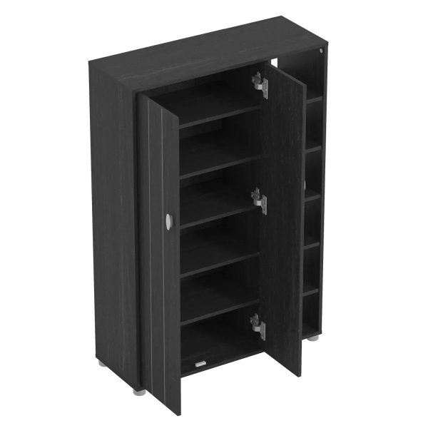 Bideford Tall Shoe Cabinet Rustic Black Oak Loads of storage space - Image 3