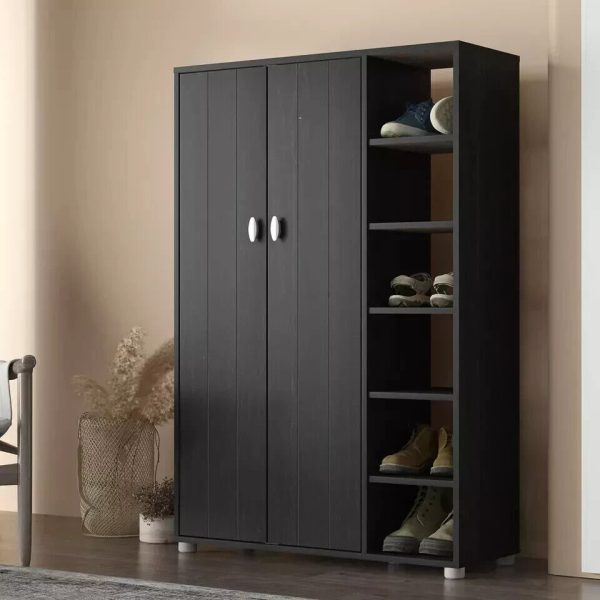 Bideford Tall Shoe Cabinet Rustic Black Oak Loads of storage space