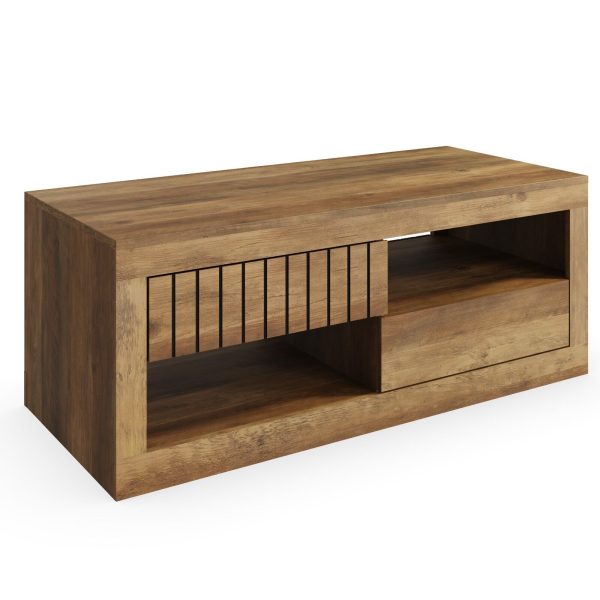 Cartmel 2 Drawer Storage Coffee Table Under Shelf Knotty Oak - Image 4