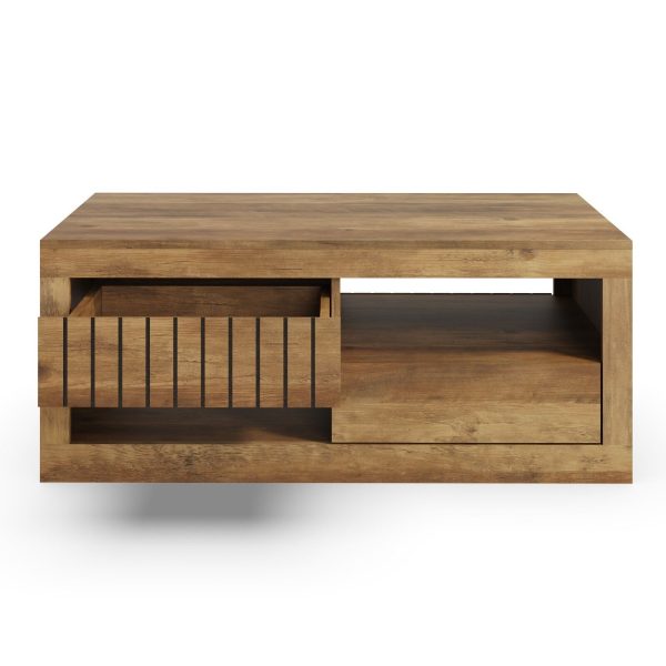 Cartmel 2 Drawer Storage Coffee Table Under Shelf Knotty Oak - Image 7