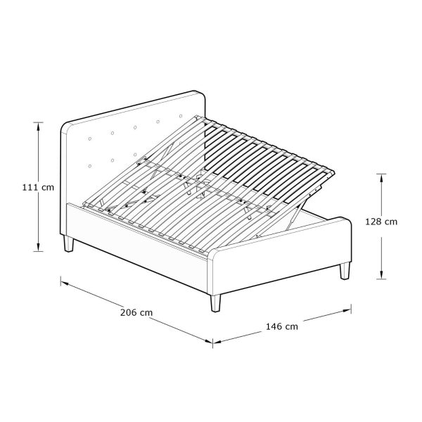 Dark Grey Ashbourne Side Lift up 5ft King Ottoman bed solid base Fabric - Image 13