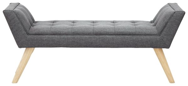 Dark Grey Window Seat Bench Textured Hopsack Fabric Retro Styled Legs Milan - Image 3