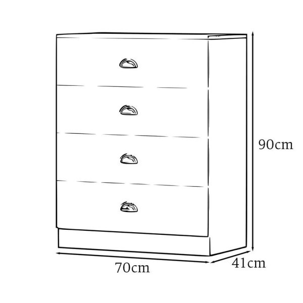 Esher 4 Drawer Chest Of Drawers Matt White Finish With Light Oak Top Bedroom - Image 5