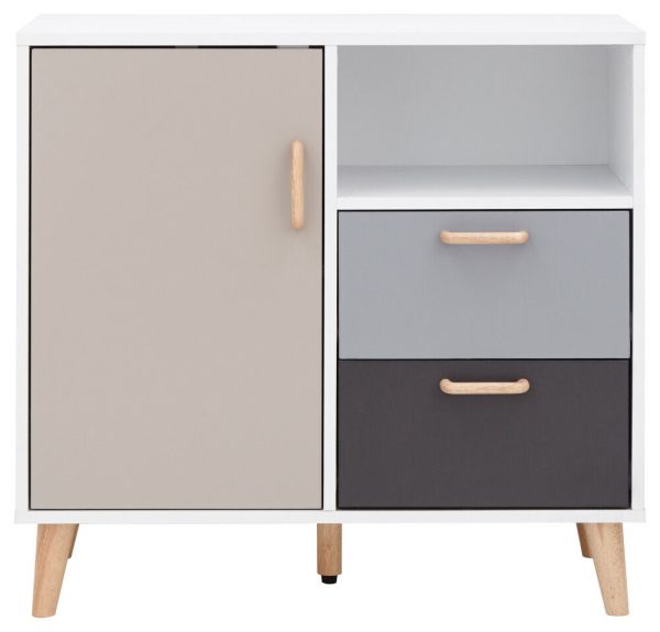 G DELTA TRENDY COMPACT 1 DOOR 2 DRAWER SIDEBOARD WHITE & GREY MULTI TONE STORAGE