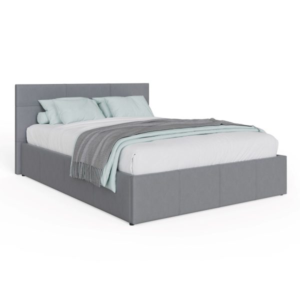 Grey Side Lift 4ft Small Double ottoman bed faux leather storage bed - Image 5