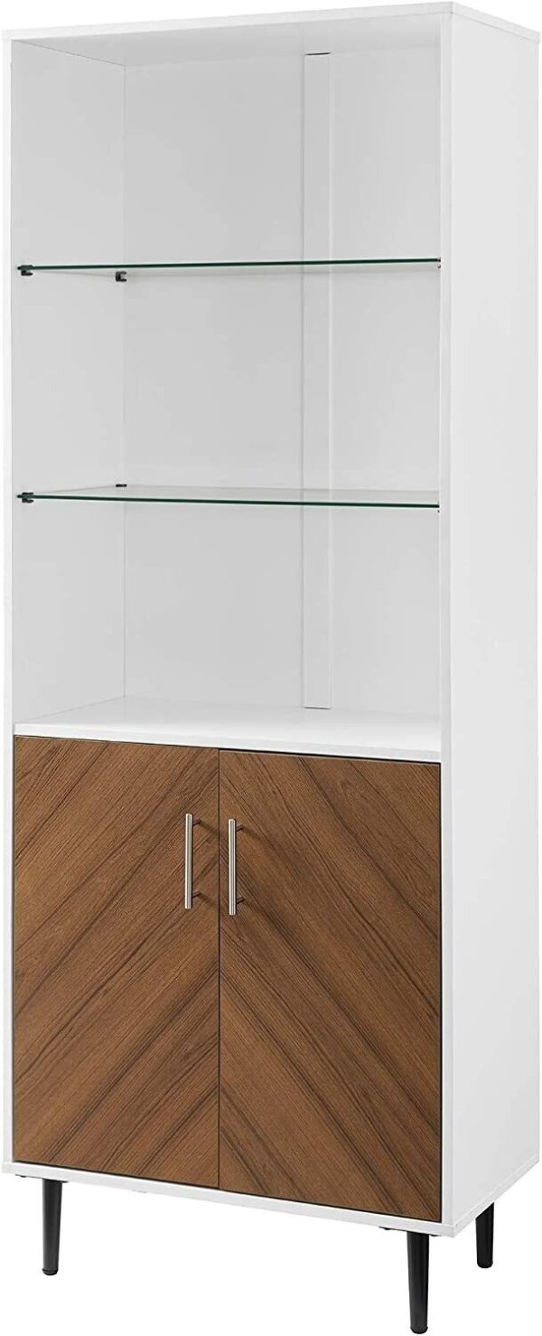 Hampton White Modern  2 door Bookcase 3 Shelves Tall Shelf display unit - Image 4